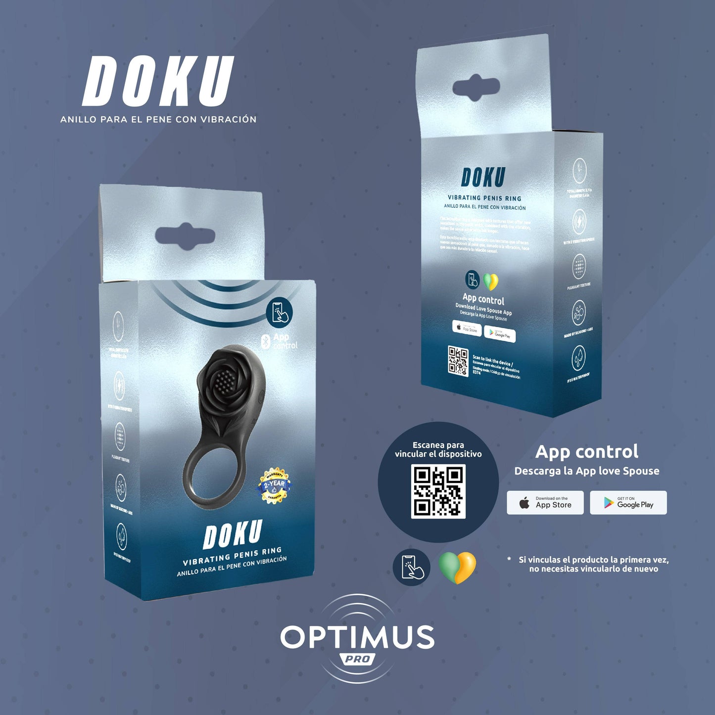 Anillo Vibrador con App Doku - La Maleta Rosada Juguetes para Hombres