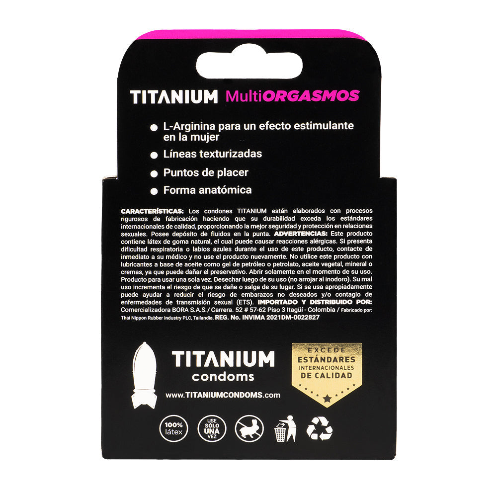 Condones Titanium Multiorgasmos x3 La Maleta Rosada