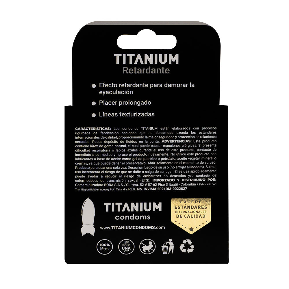 Condones Titanium Retardante x3 La Maleta Rosada