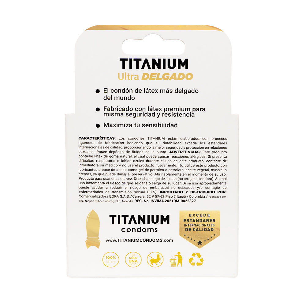 Condones Titanium Ultra Delgados x3 La Maleta Rosada