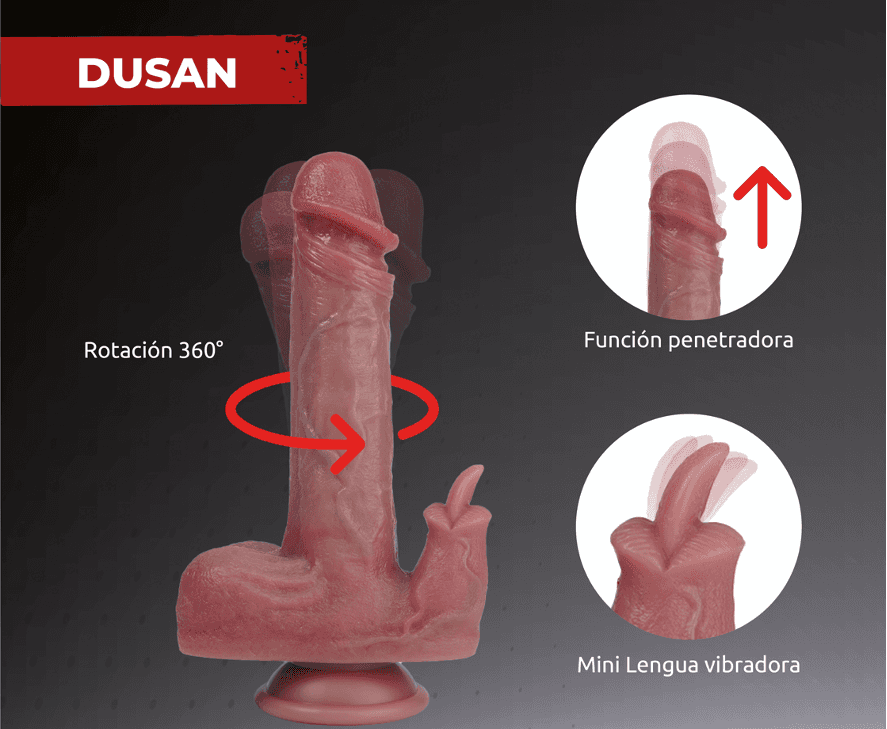 Dildo Hiper Realista con Vibración y App Dusan - La Maleta Rosada Juguetes para Adultos