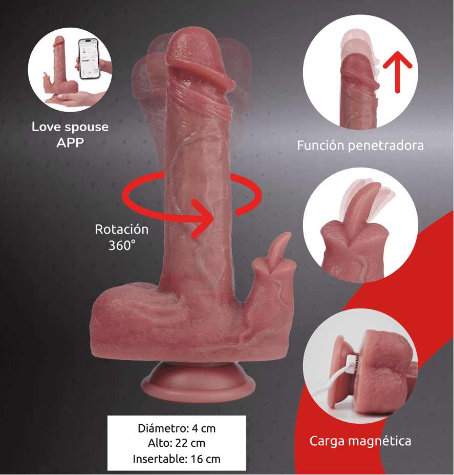 Dildo Hiper Realista con Vibración y App Dusan - La Maleta Rosada Tienda sexual