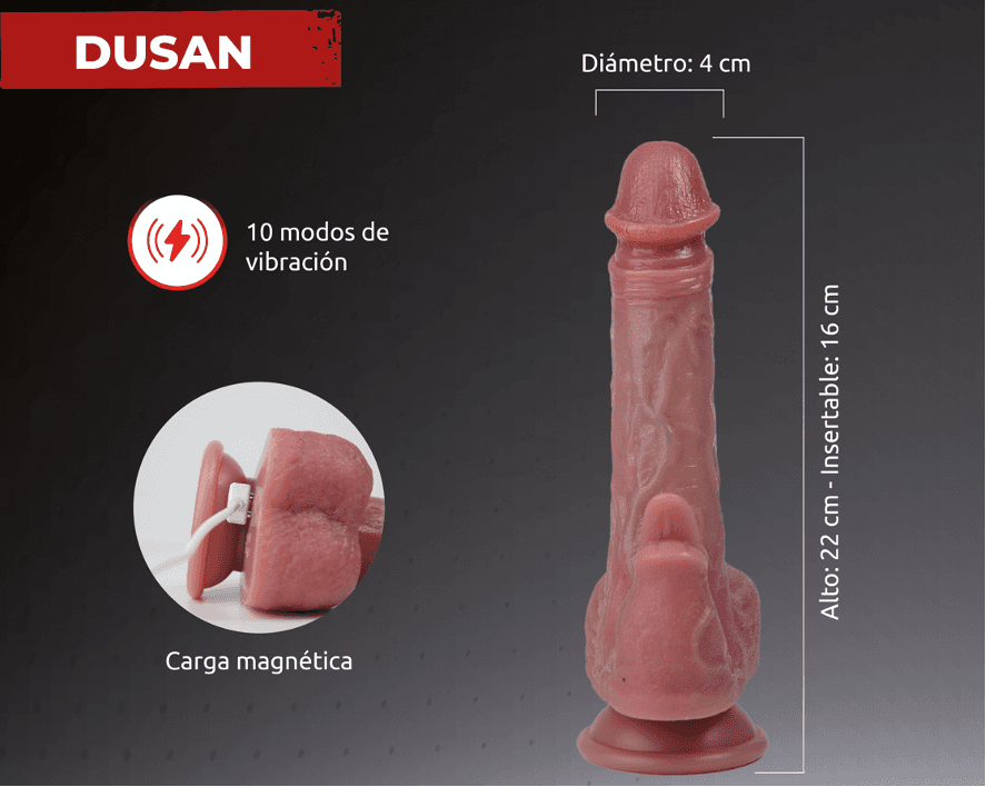 Dildo Hiper Realista con Vibración y App Dusan - La Maleta Rosada tienda para Adultos