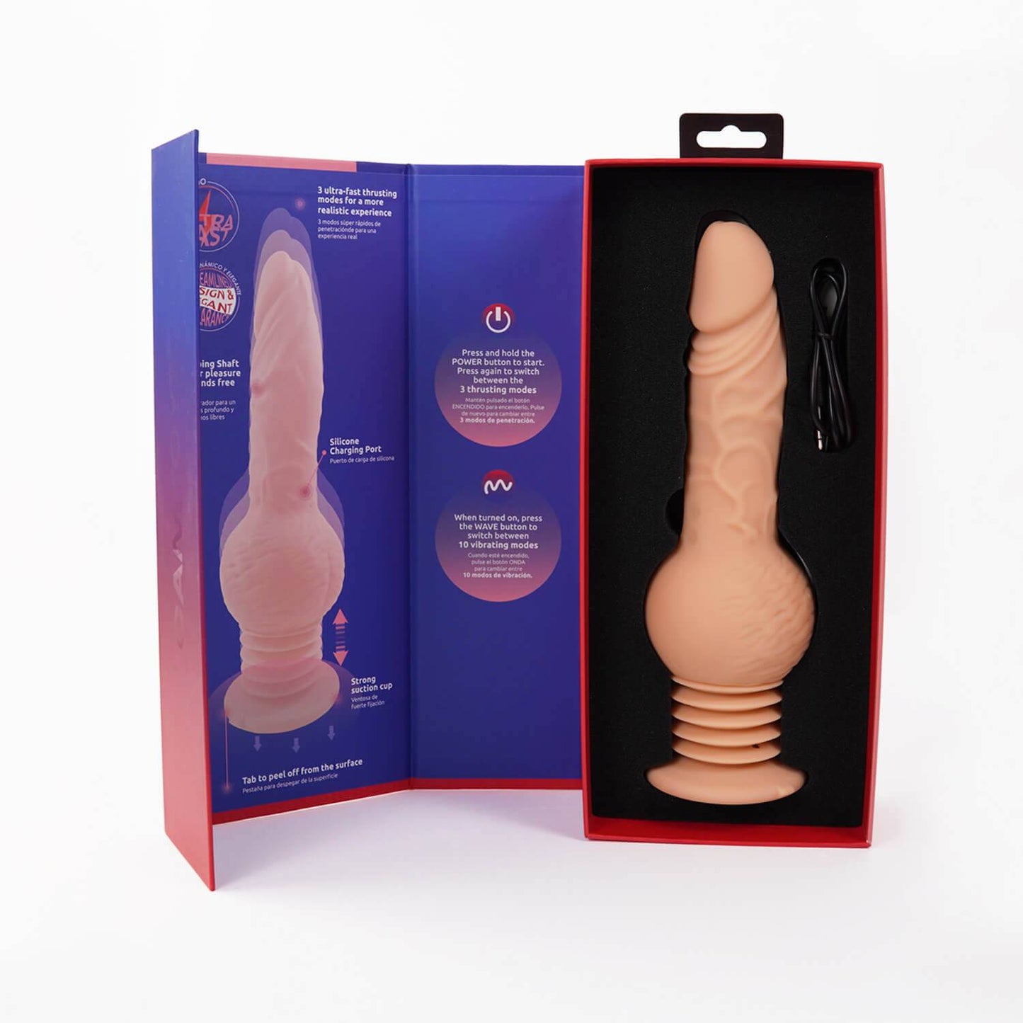 Dildo Vibrador Realista con Empuje Velosten - La Maleta Rosada Consolador Realista