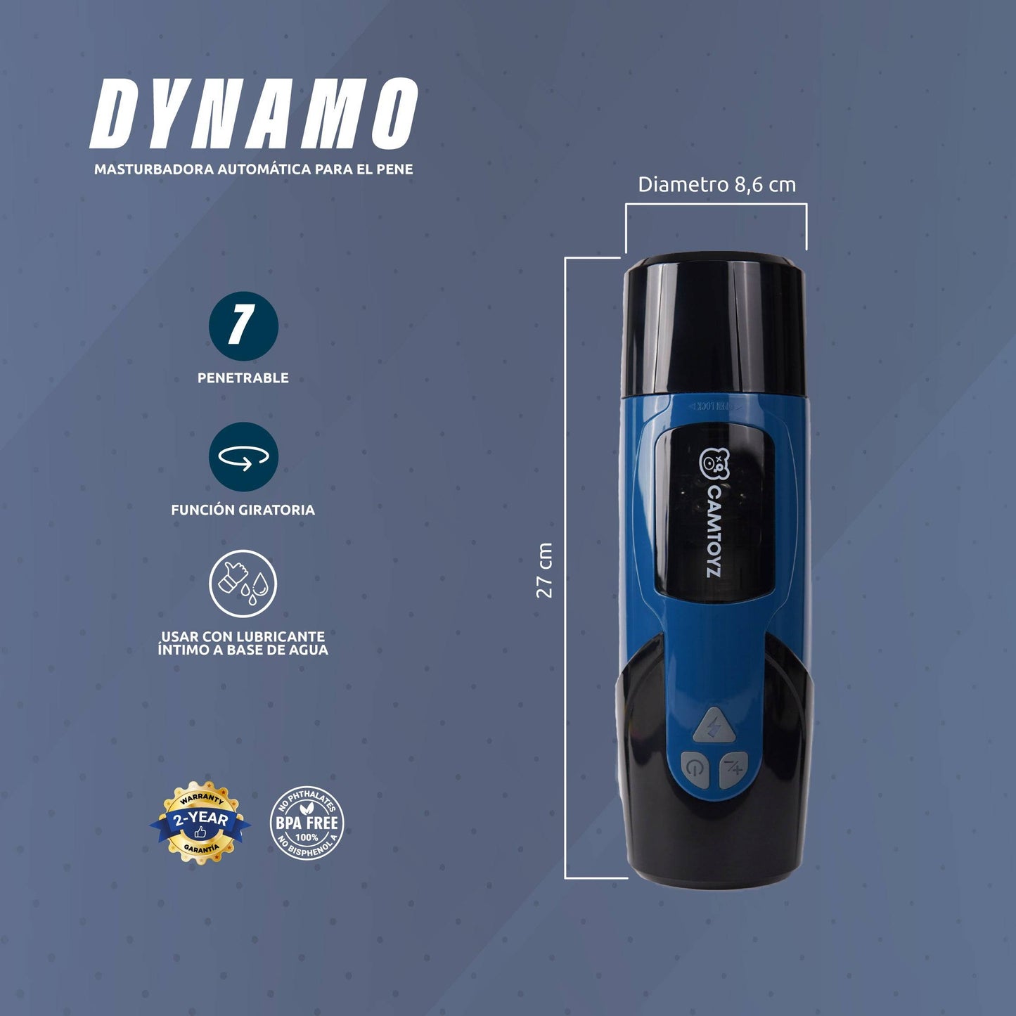 Masturbador Masculino con Rotación y Empuje Dynamo - La Maleta Rosada Masturbadores para Hombre