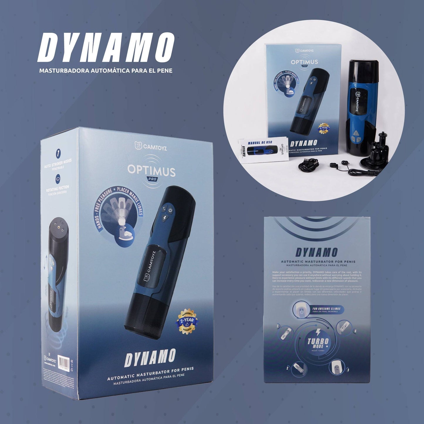 Masturbador Masculino con Rotación y Empuje Dynamo - La Maleta Rosada Vibrador Masculino