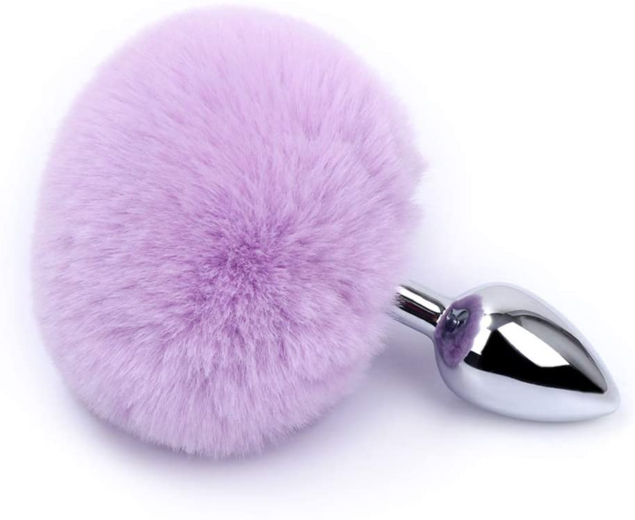 Plug Anal Metálico Cola de Conejo Lila - La Maleta Rosada Sex Shop