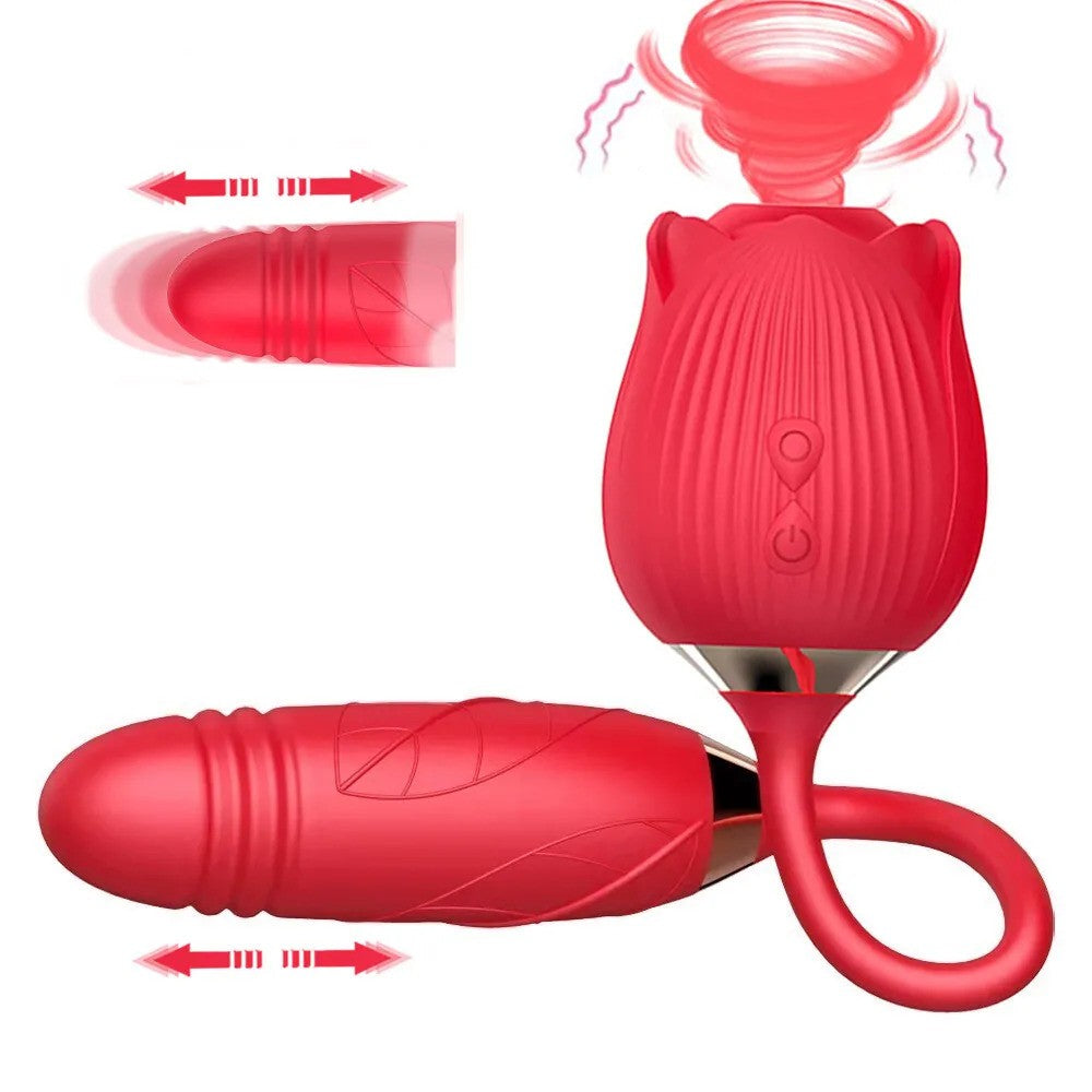 Succionador de Clítoris Rosa y Bala con Empuje - La Maleta Rosada Tienda Sexual