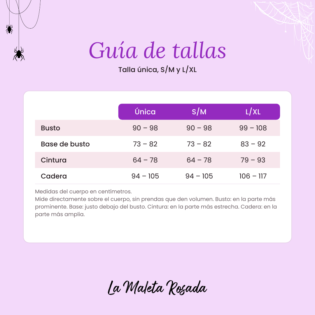 Guía de tallas - La Maleta Rosada