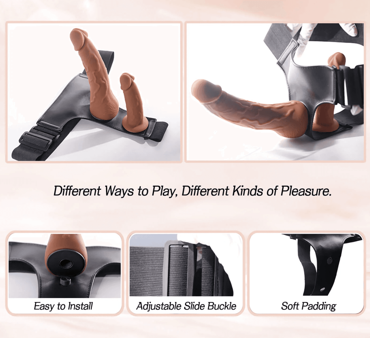 rnés Realista Doble con Vibración y Movimiento - La Maleta Rosada Arnés Realista Vibrador
