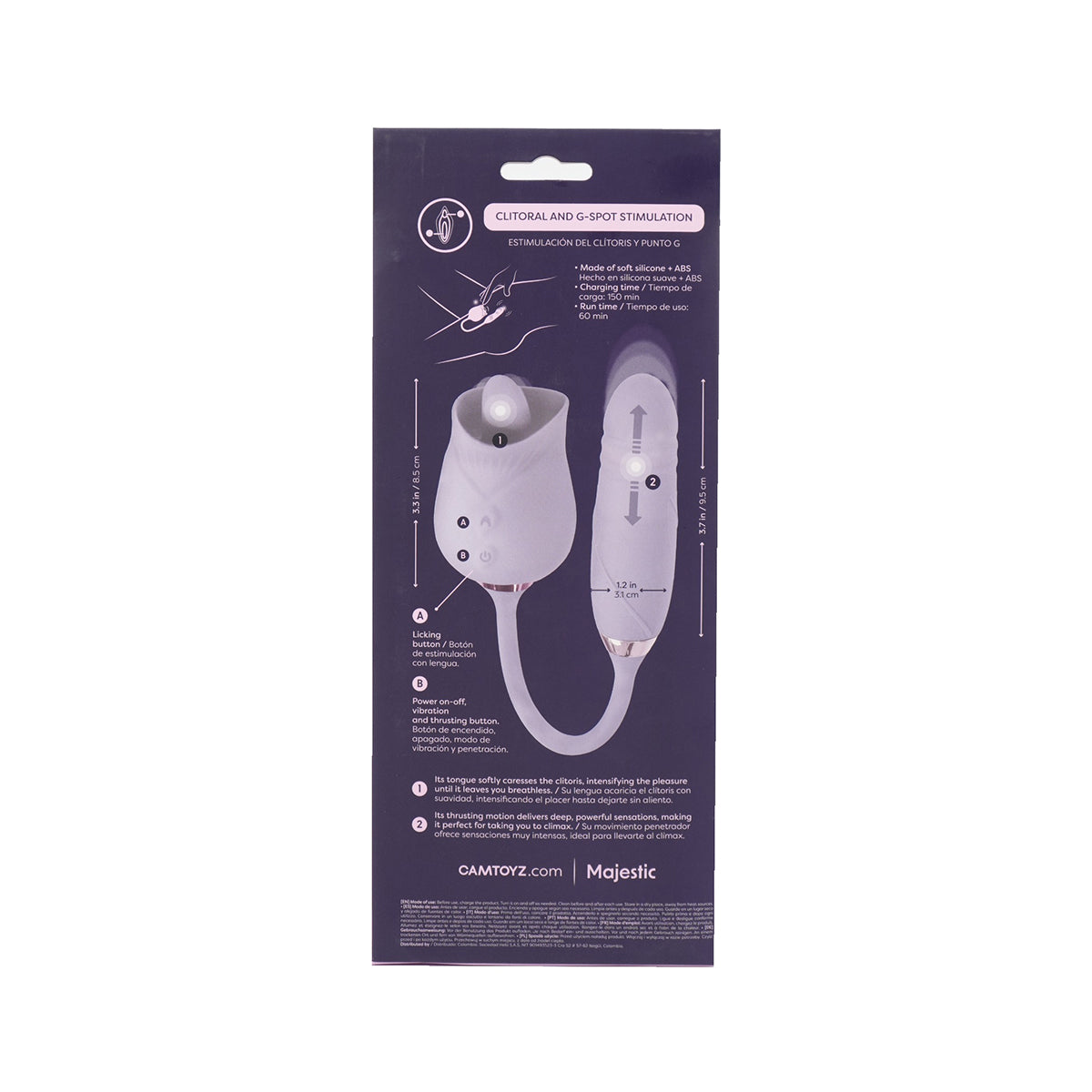 Vibrador Lotus con Lengua y Bala Camtoyz Lila - La Maleta Rosada vibrador rosa con lengua
