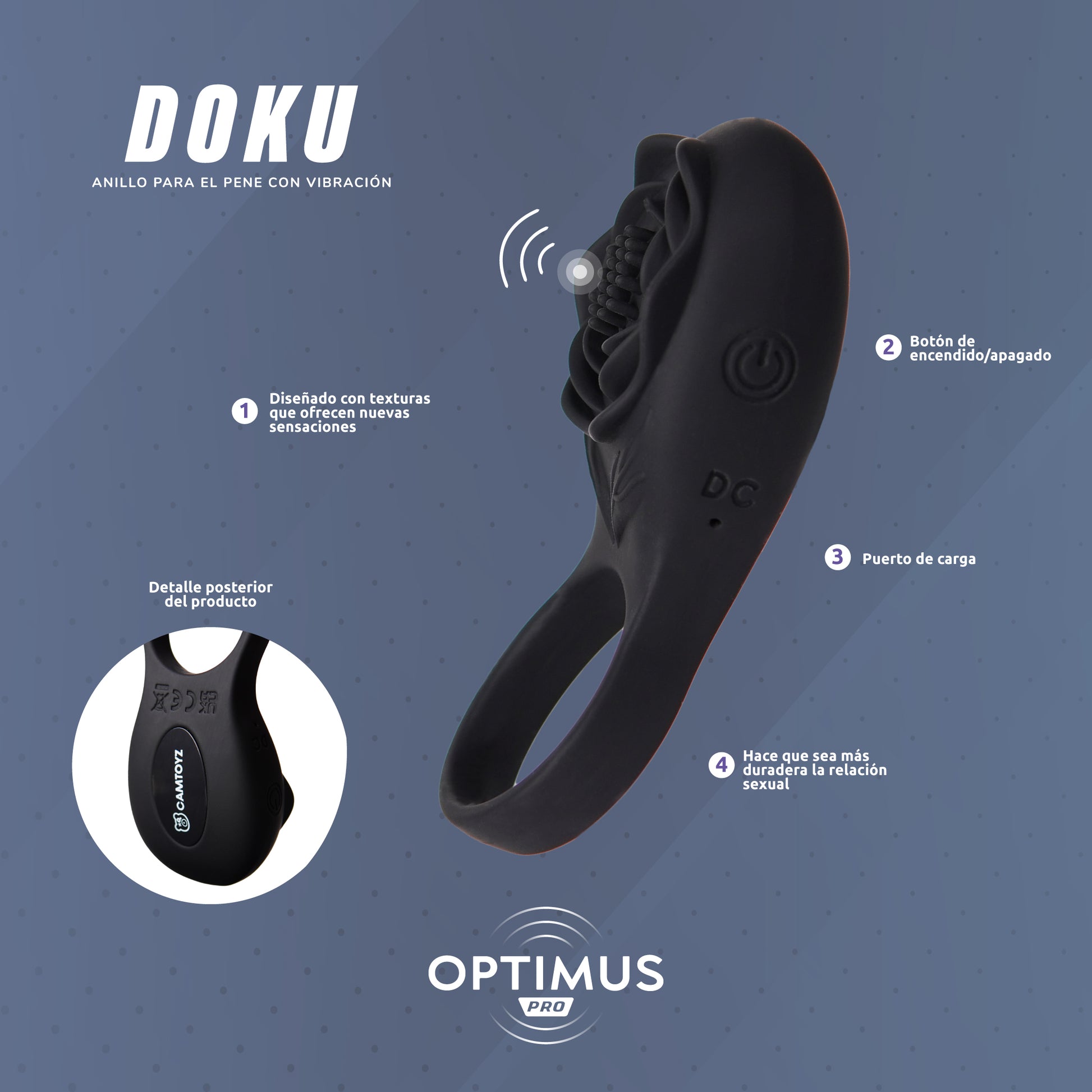 Anillo Vibrador con App Doku - La Maleta Rosada Vibrador Masculino