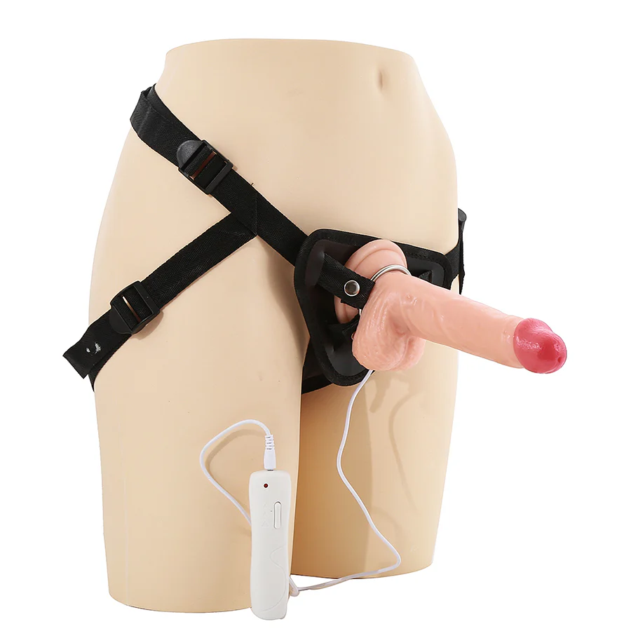 Arnés Realista con Vibración Dominant Pleasure Vibrator Strap - on 20 cm - La Maleta Rosada Juguetes Eróticos