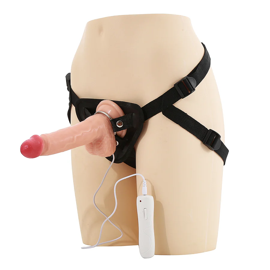 Arnés Realista con Vibración Dominant Pleasure Vibrator Strap - on 20 cm - La Maleta Rosada Sex Shop