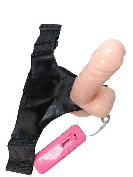 Arnés Realista con Vibración Quality 15.5 cm - La Maleta Rosada Juguetes Sexuales