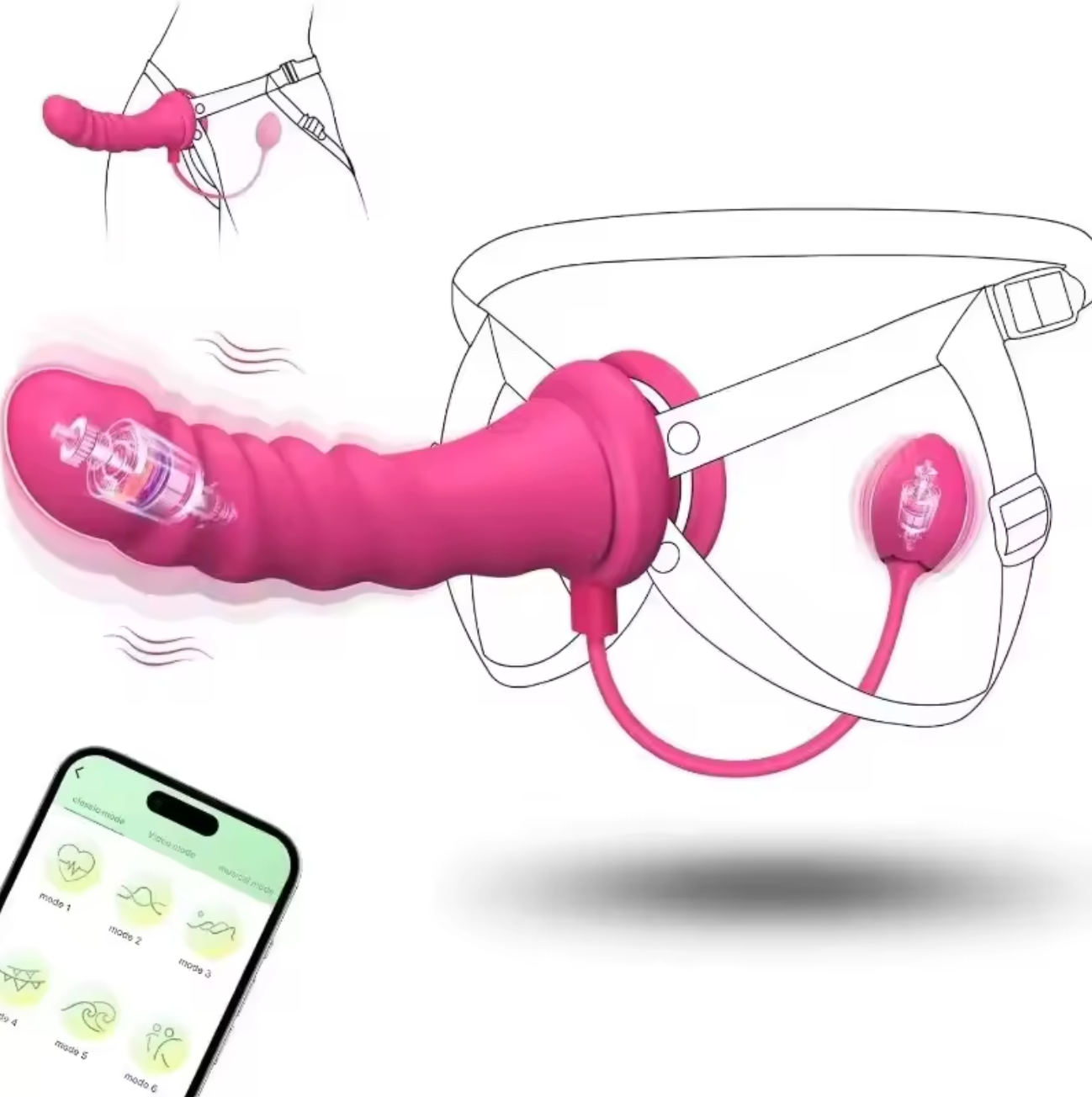 Arnés Vibrador Rose con App - La Maleta Rosada Arnés Interactivo