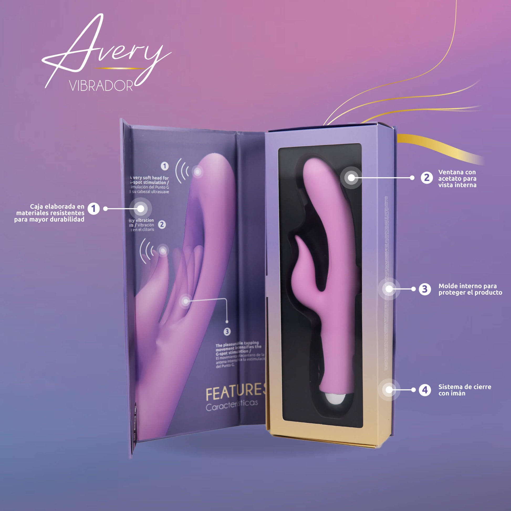 Conejo Vibrador Avery con Estimulación de Punto G - La Maleta Rosada Tienda para Adulto
