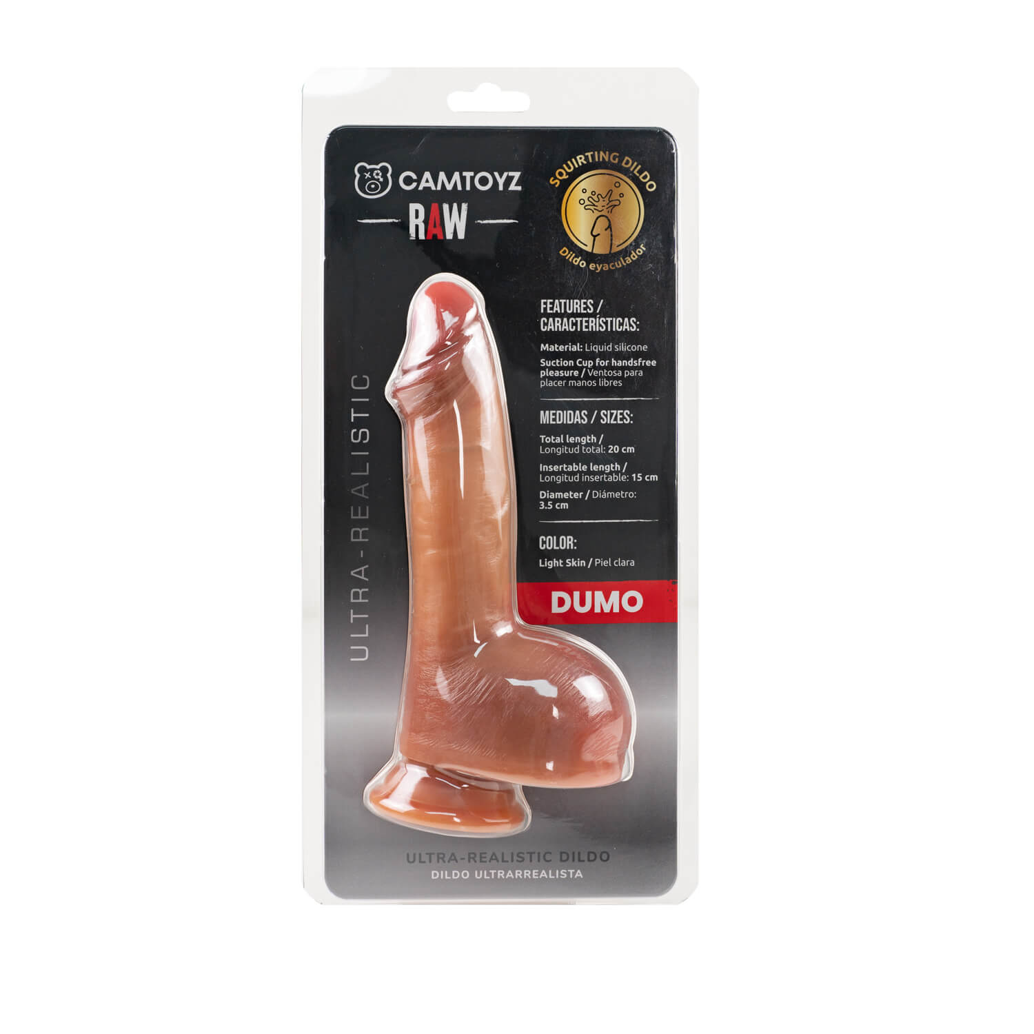 Dildo Hiper Realista Eyaculador Dumo 20 cm - La Maleta Rosada Tienda Sexual