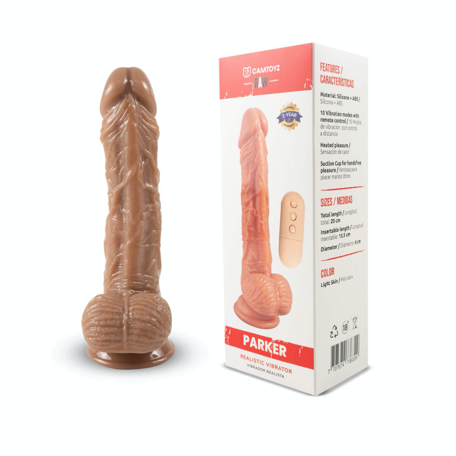 Dildo Vibrador Realista Parker 20 cm con Rotación - La Maleta Rosada Sex Shop