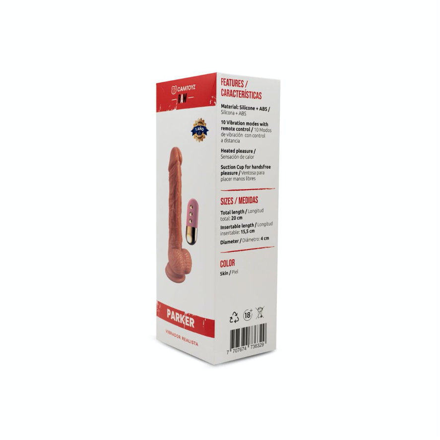 Dildo Vibrador Realista Parker 20 cm con Rotación - La Maleta Rosada Tienda Erótica