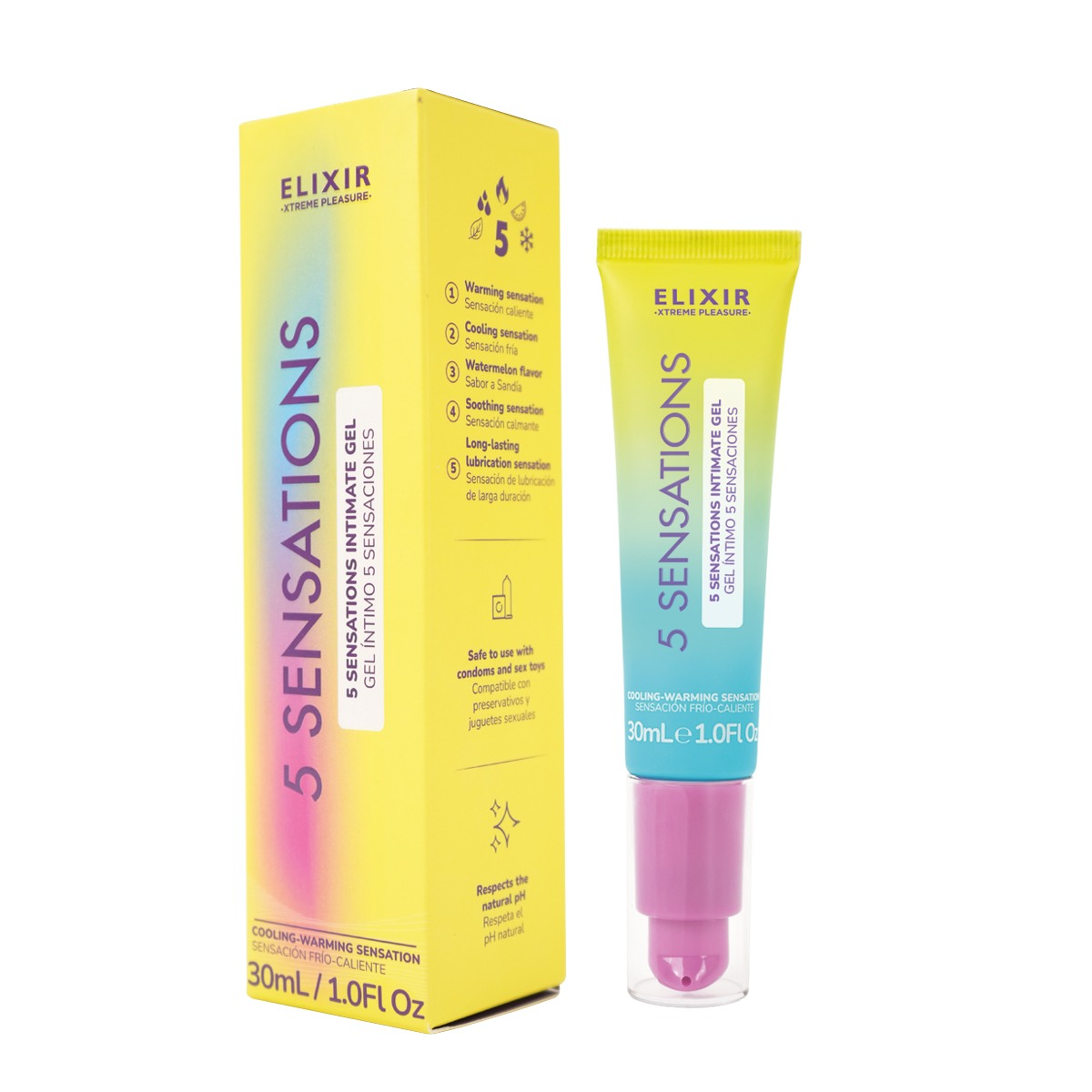 Lubricante 5 Sensaciones Elixir - La Maleta Rosada Lubricante Saborizado