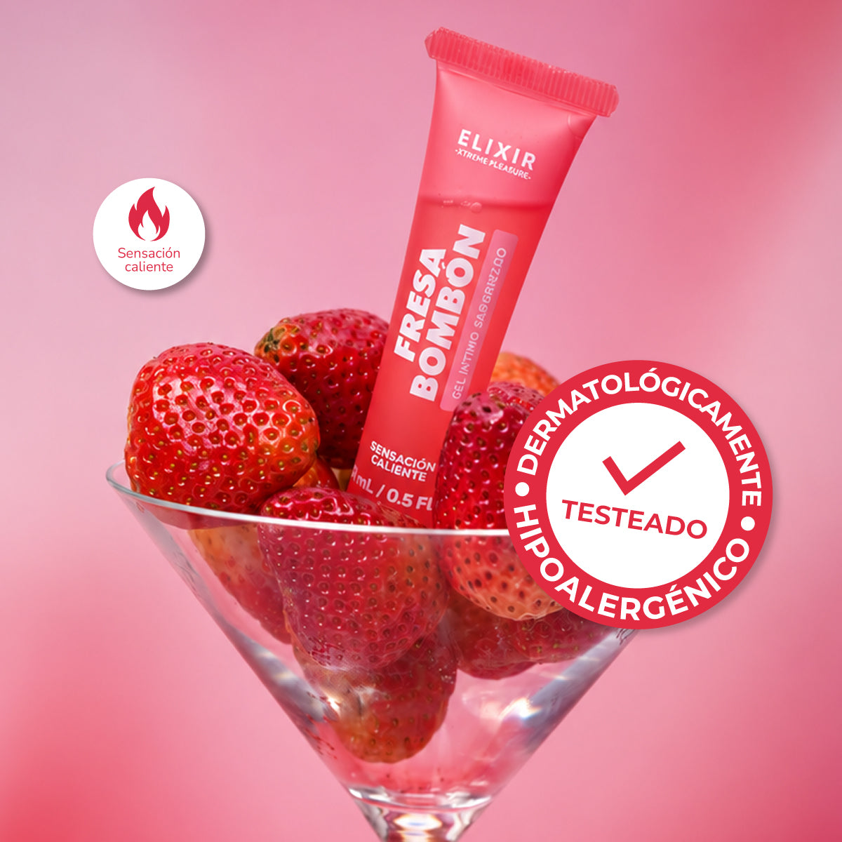 Lubricante Íntimo Saborizado Fresa Bombón Elixir 15 ml - La Maleta Rosada Sex Shop