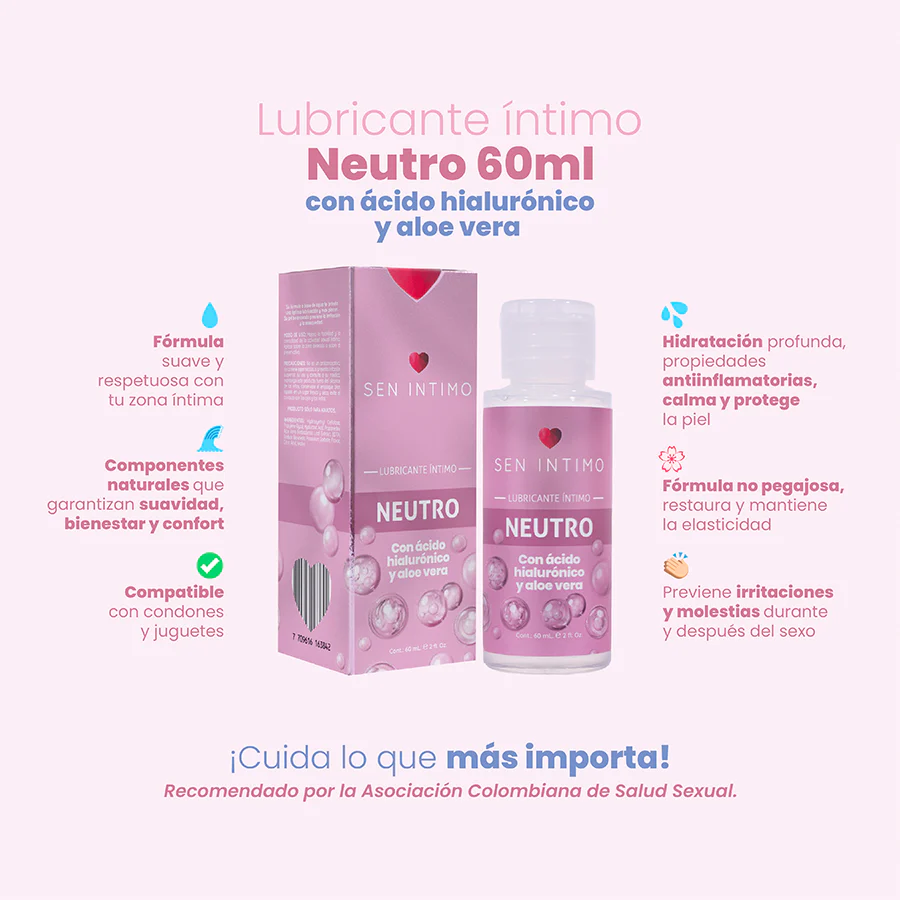 Lubricante Neutro con Ácido Hialurónico y Aloe Vera Sen Íntimo - La Maleta Rosada Tienda Erótica