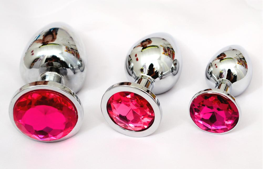 Plug Anal Metálico con Joya Talla M - La Maleta Rosada Sex Shop