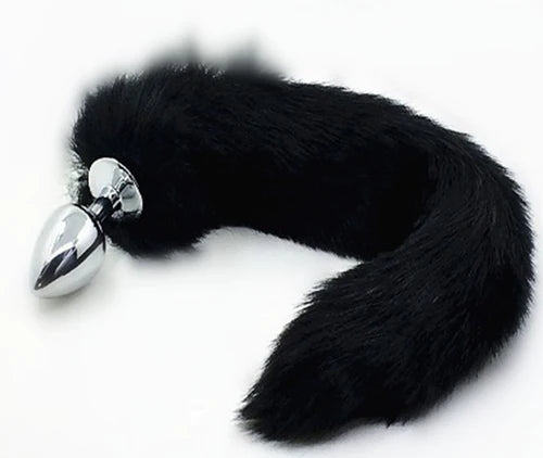 Plug Metálico Cola de Zorro Talla M Negro - La Maleta Rosada Sex Shop