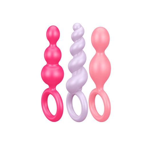 Set de Plugs Anales Satisfyer Booty Call - La Maleta Rosada Multicolor Sex Shop