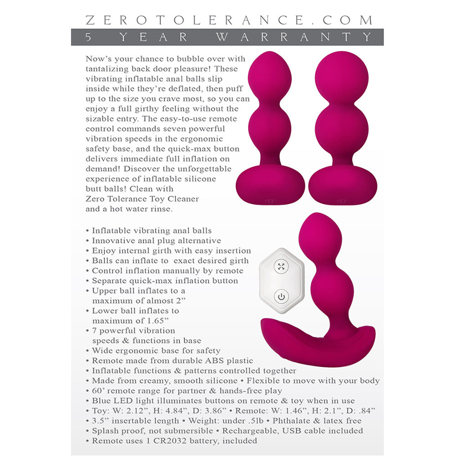 Vibrador Anal con Bolas Inflables Zero Tolerance