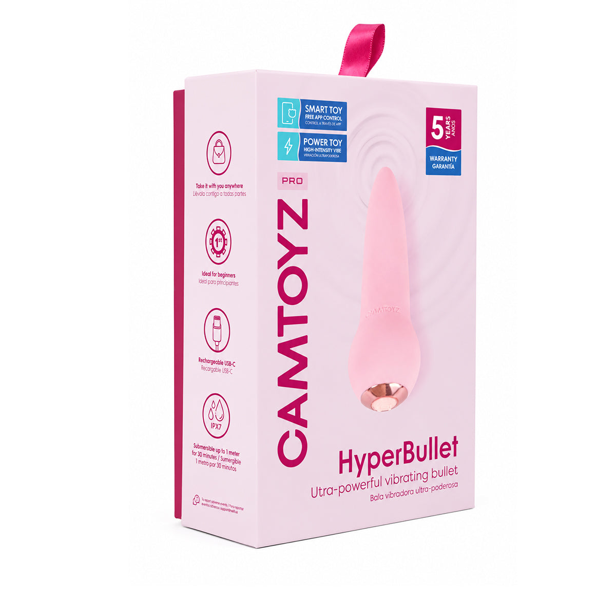 Bala Vibradora con App HyperBullet Camtoyz - La Maleta Rosada vibrador de clítoris sumergible IPX7