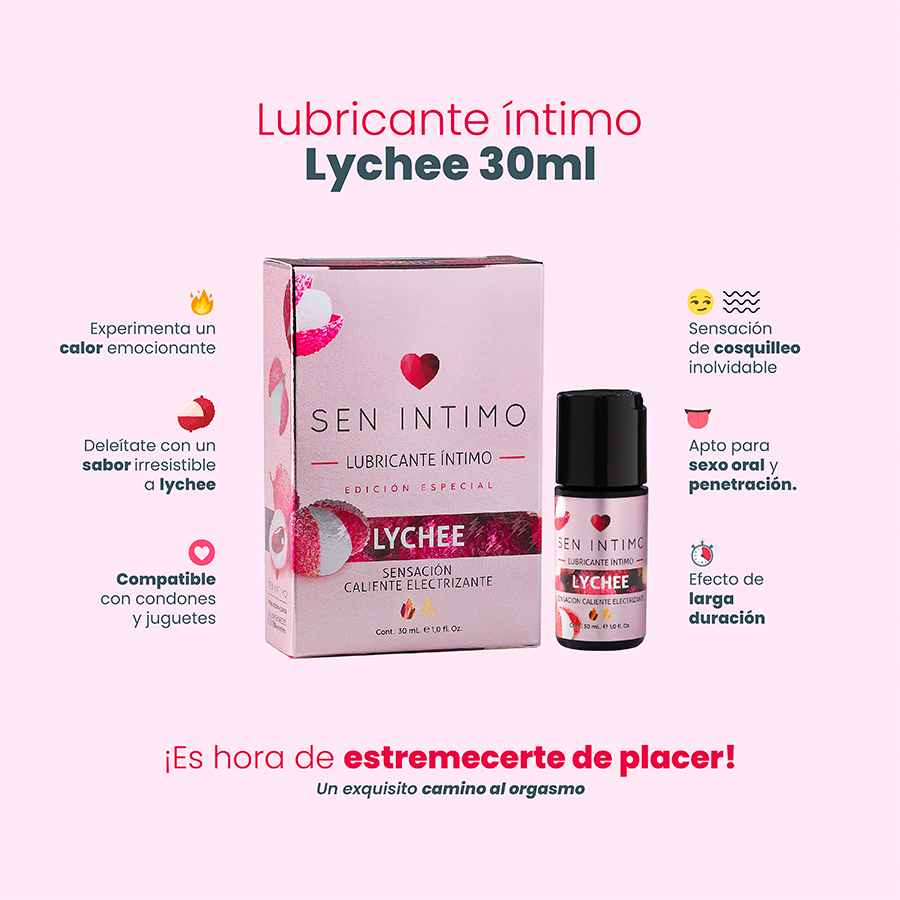 Lubricante Íntimo Lychee Sensación Caliente Electrizante de Sen Íntimo - La Maleta Rosada Lubricante Íntimo