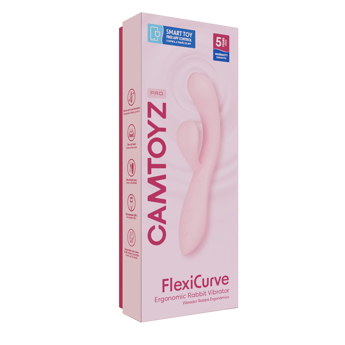 Vibrador Conejo Ergonómico FlexiCurve con App - La Maleta Rosada juguetes sexuales