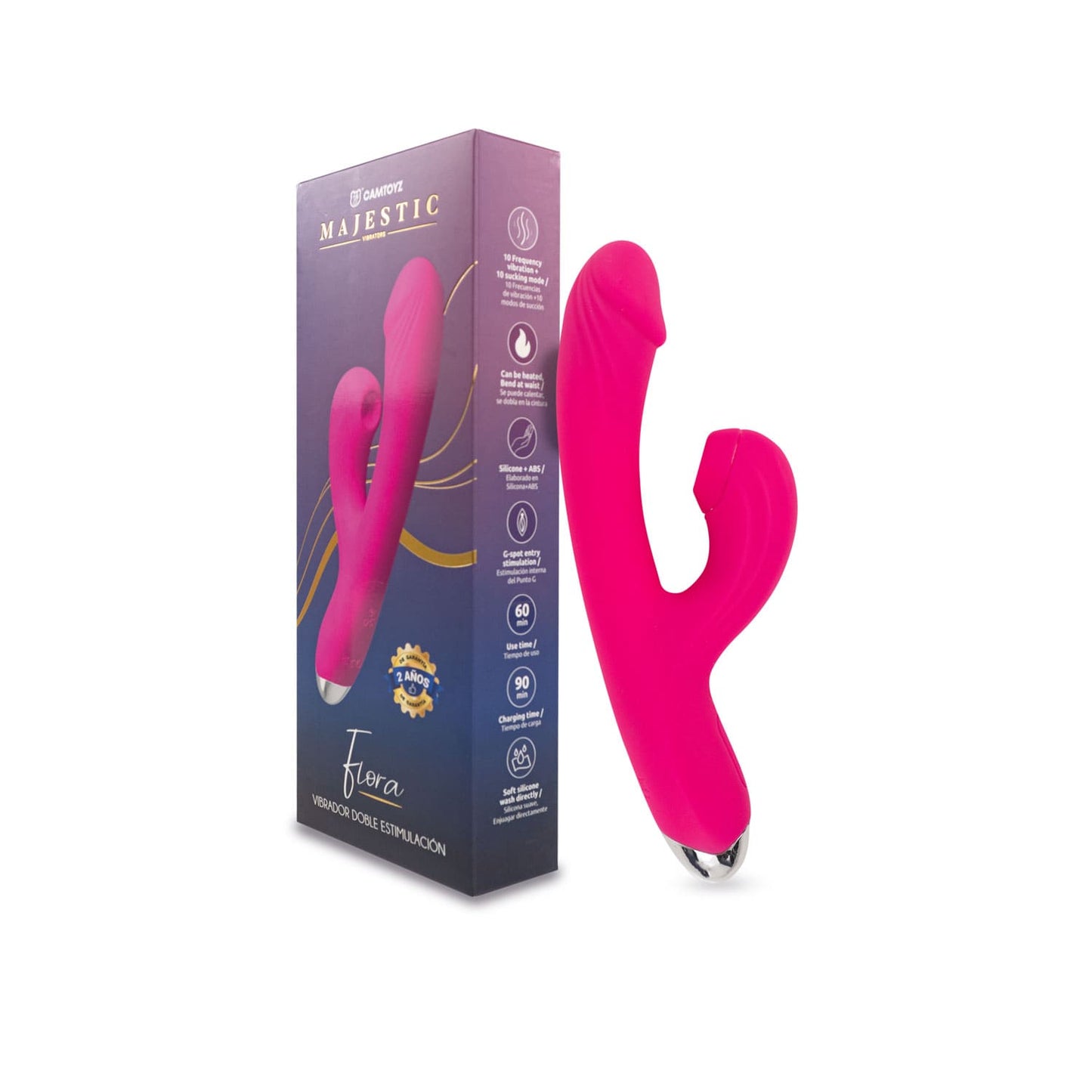 Vibrador Doble Estimulación Flora Camtoyz - La Maleta Rosada Vibrador Conejo