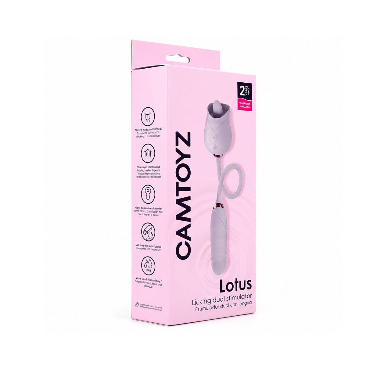 Vibrador Lotus con Lengua y Bala Camtoyz Lila - La Maleta Rosada vibrador doble punta