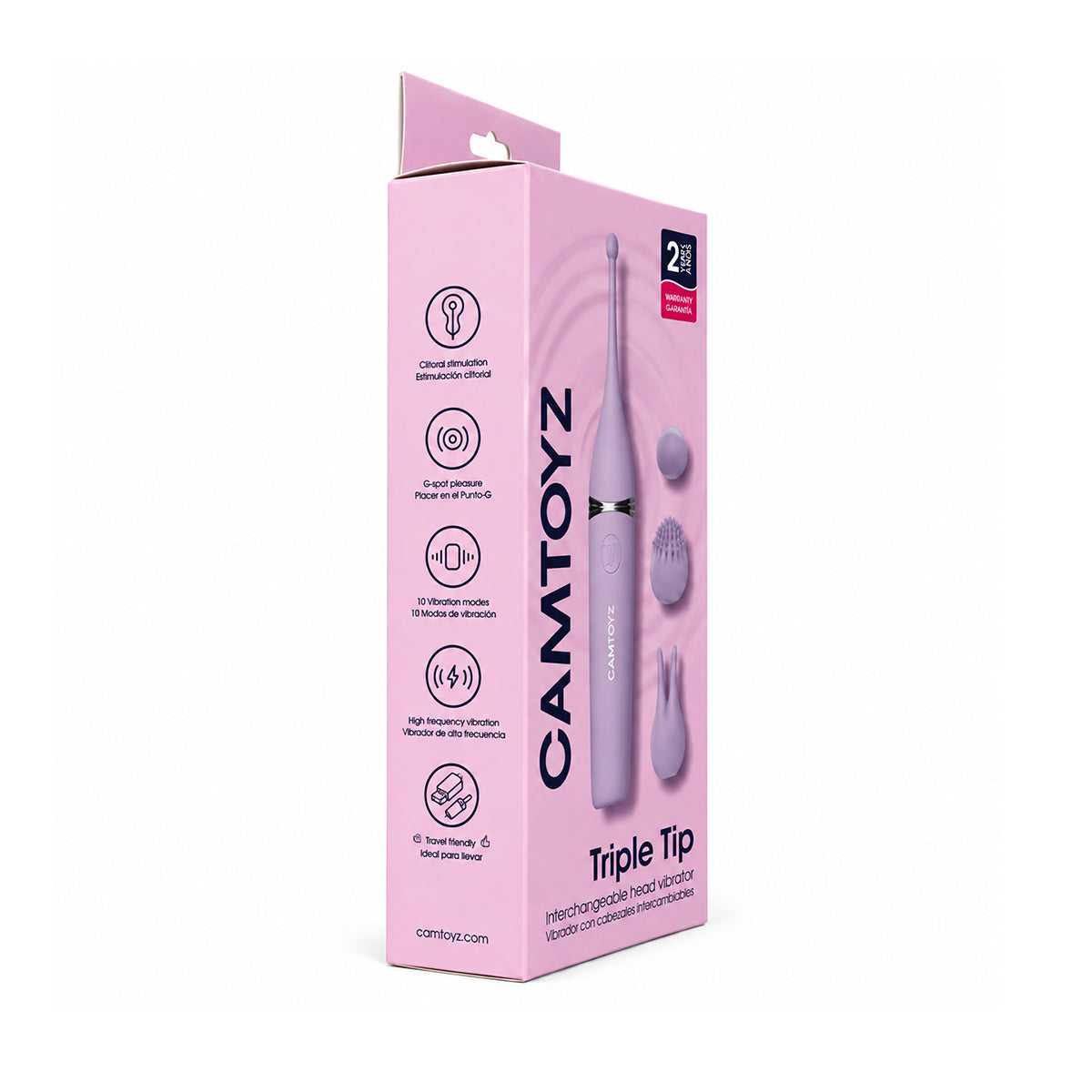 Vibrador Triple Tip con 3 Puntas Camtoyz - La Maleta Rosada vibrador Camtoyz