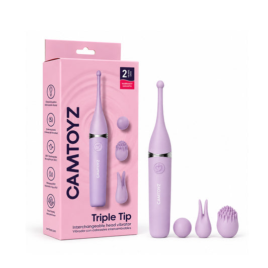 Vibrador Triple Tip con 3 Puntas Camtoyz - La Maleta Rosada vibrador punto G